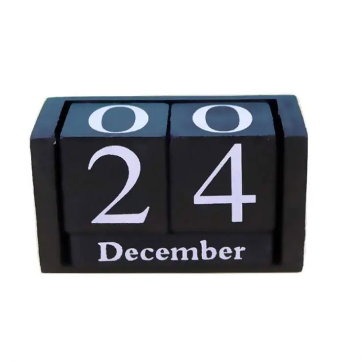 Modern black desktop time concept permanent date Office calendar custom wood