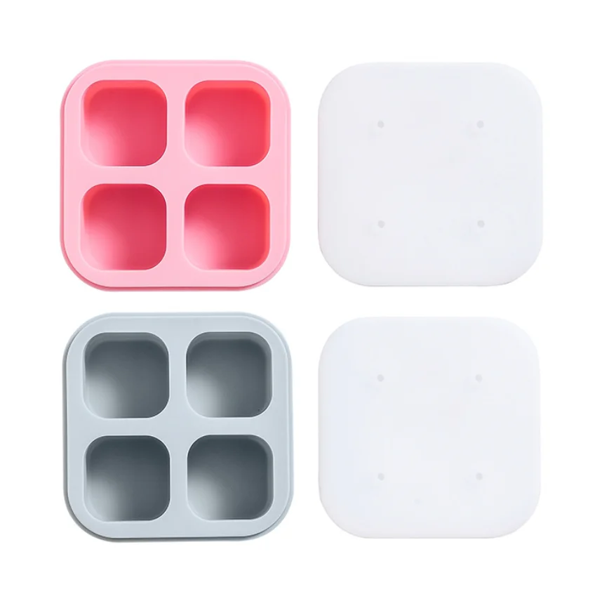 4 Cavities Square Shape Lollipop Molds Nonstick Silicone Candy Chocolate Cookie Sucker DIY Making Mould For Home Party