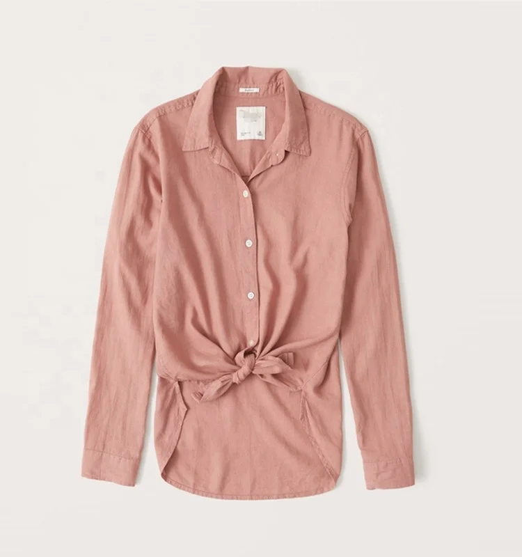 Sustainable Autumn Solid Long Shirt Women Cardigan Casual Lapel Long Sleeve Tops Vintage Cotton Linen Blouse