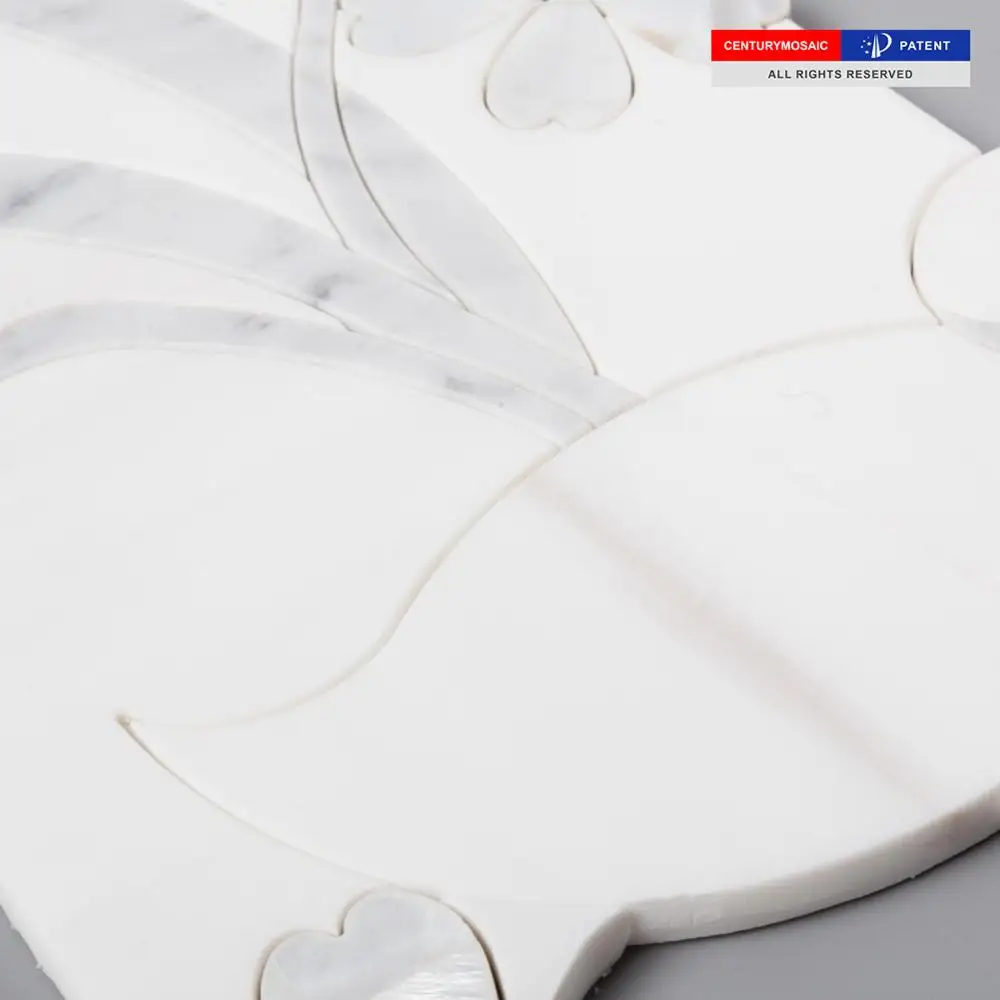 Marble and Pearl Shell Mixed Orchid Water Jet Marble Mosaic Tile