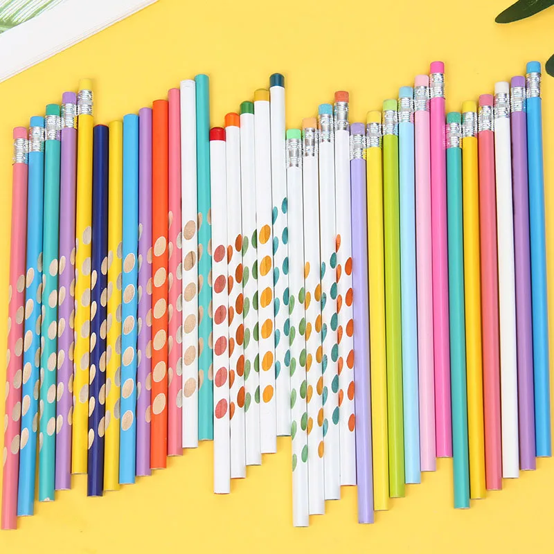 Hot Sale Customized Laser Lettering Pencils for Children 2# 2B Colorful Hole Kawaii Test China Pencils Supplier