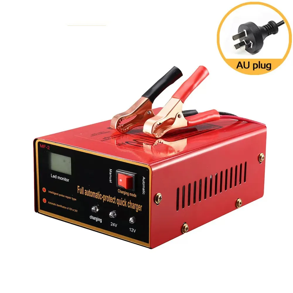 12V/24V Intelligent Pulse Repair Charger 10V Lithium Battery Full Automatic Car/Motorcycle Battery Charger US/UK/EU/AU Plug