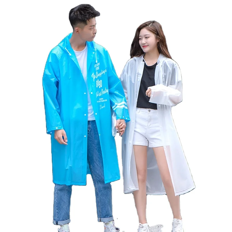 Custom Logo Adult Waterproof Hooded EVA Plastic Raincoat