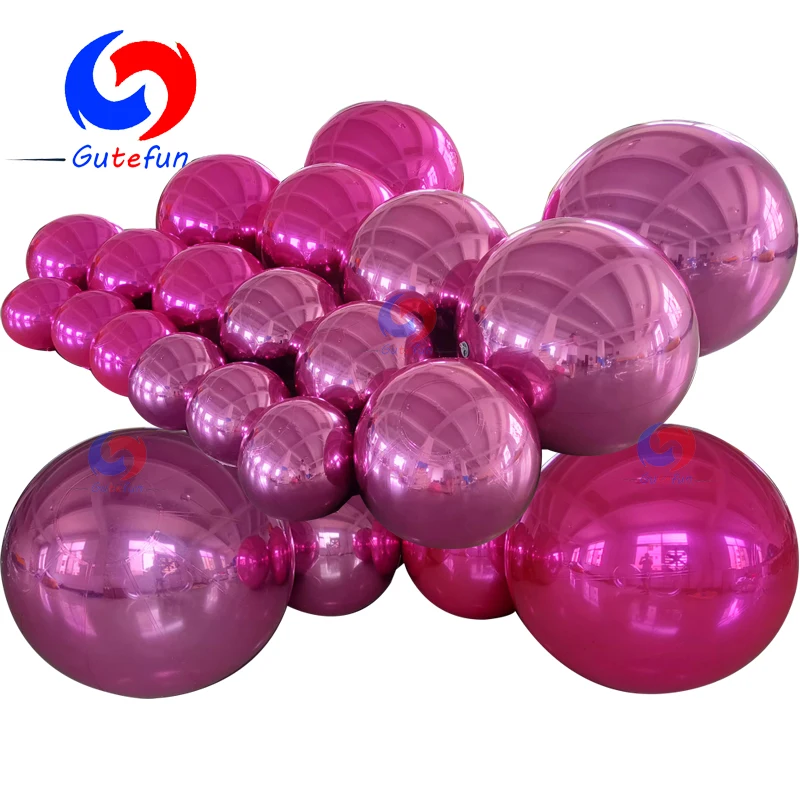double-layer metallized red pink PVC mirror ball with hermetic pressure seal valve Designed for scenographic settings