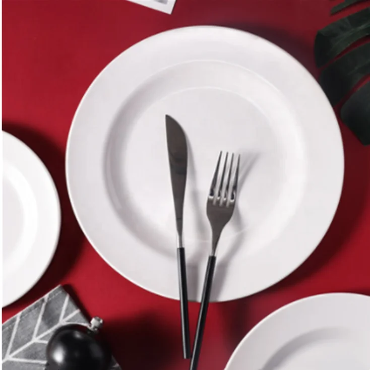 High Quality Hotel White Dishes & Plates Plastic Melamine Tableware Plate Dinnerware Sets Dinner Charger Plate For Restaurant