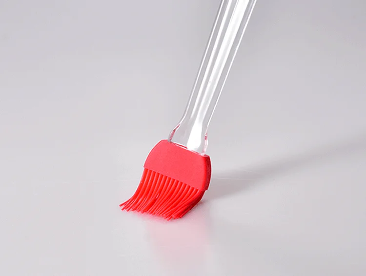 Customized Transparent Straight Handle Medium Sweep Plastic Handle Silicone Brush Detachable Baking Grill Rubber Grease Brush