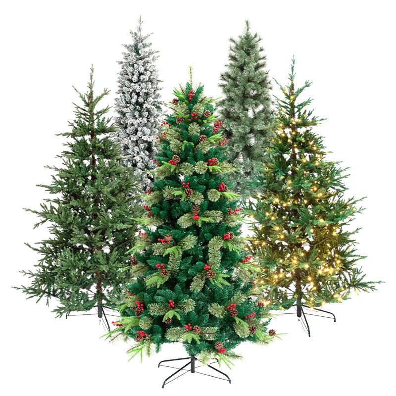 2024 New Holiday high Quality Popular Manufacturer Wholesale PVC Pre Lit Flocked Big Snow White XMAS Artificial Christmas Tree
