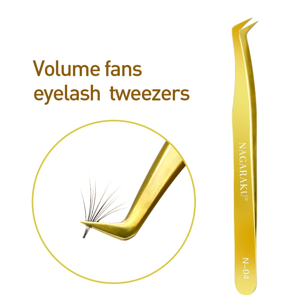 
NAGARAKU Stainless Non-magnetic Eyelash Extension Tweezers False Eyelash Volume Stainless Steel Straight and Curved 