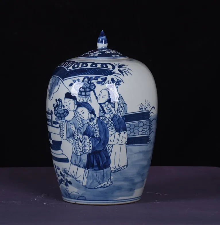 Китайская Ретро синяя и белая банка для конфет в форме яблока аксессуары украшения дома фарфоровая настольная Высокая Цветочная ваза