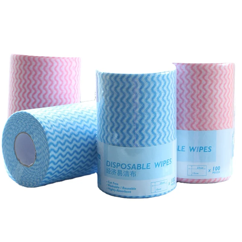Viscose disposable nonwoven fabric cleaning kitchen cleaning cloth roll