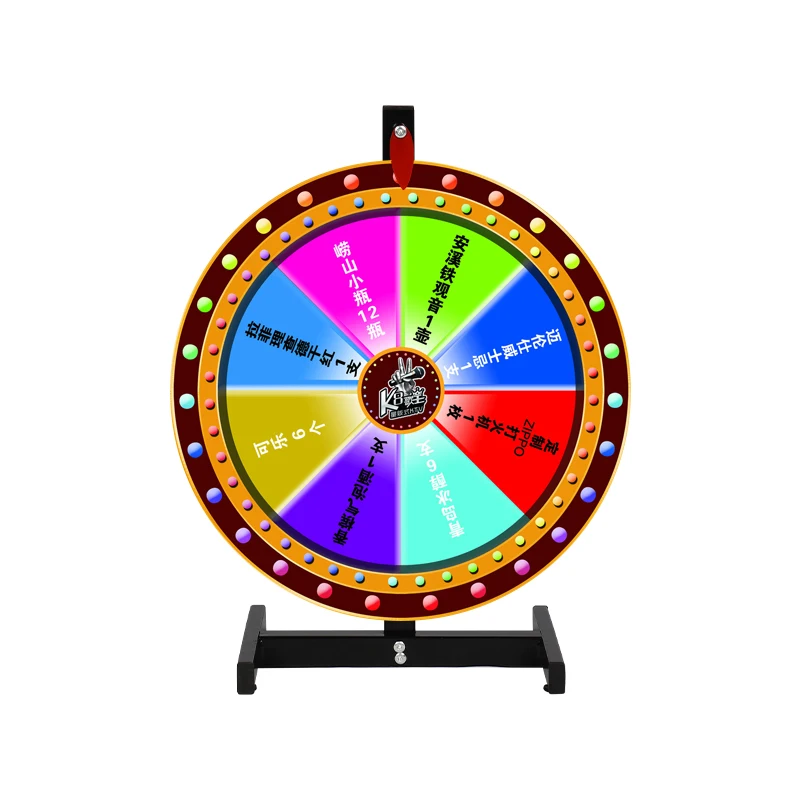 Custom size desktop color dry erase spinning prize wheel display advertising game lucky racks