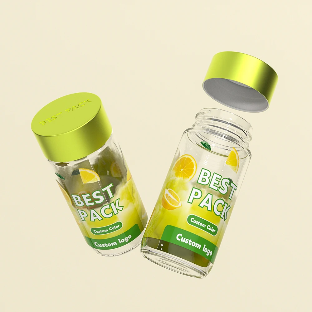 Baby Embossed Logo Jeeter 70mm 5 Pack Empty Pre  Jars Packaging 40ml 2.5g Small Rolled Glass Bottles With Custom Stickers