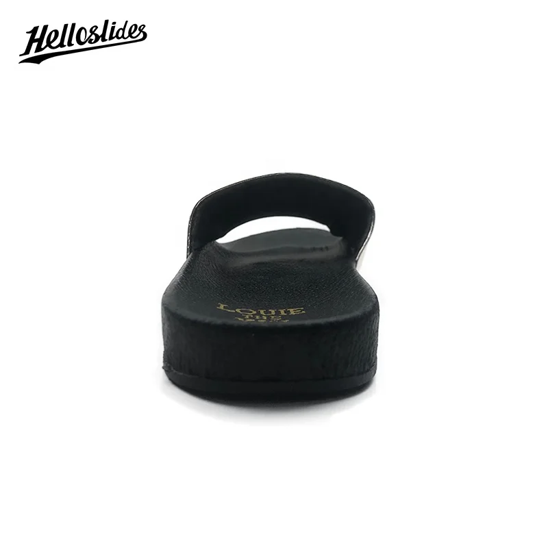 Helloslides Wholesale Cheap Plain Customized Design Print Slipper Custom Logo Man Pu Slide Sandals Blank Sublimation Slides