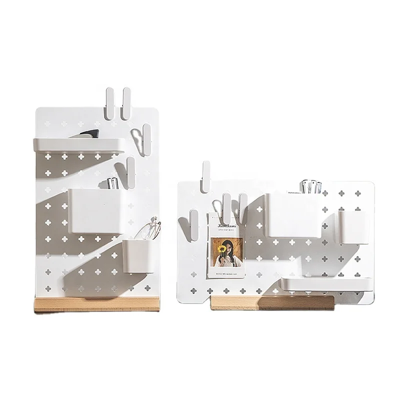 DIY Pegboard Wall Mount Organizer Panels Plastic wooden Board with Accessories for Office Storage and Display