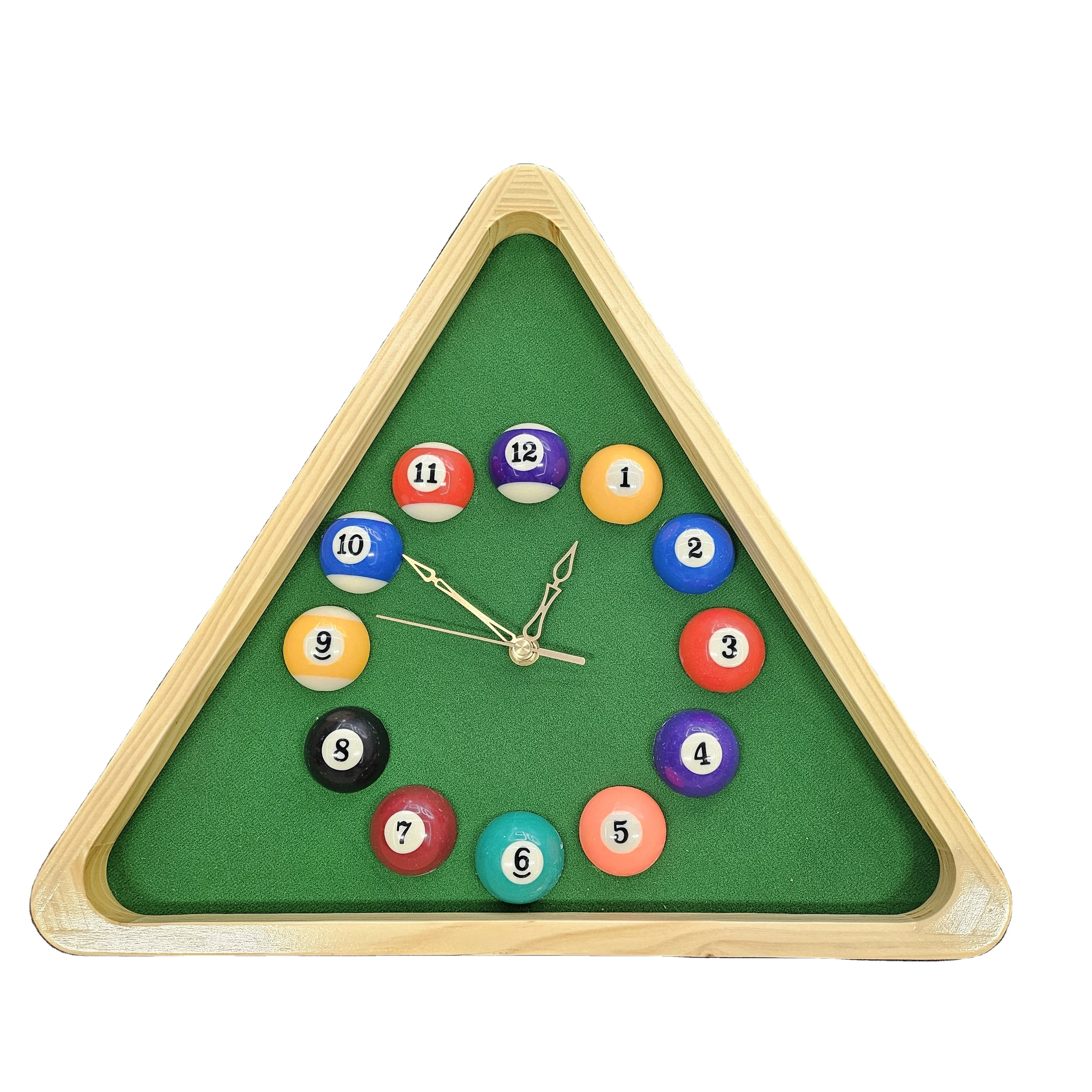 Cool Wall Clock Factory Supply Presume Triangle Ball Clock Table With Solid Wood  For Billiards Room Pool Room Game Room Bar