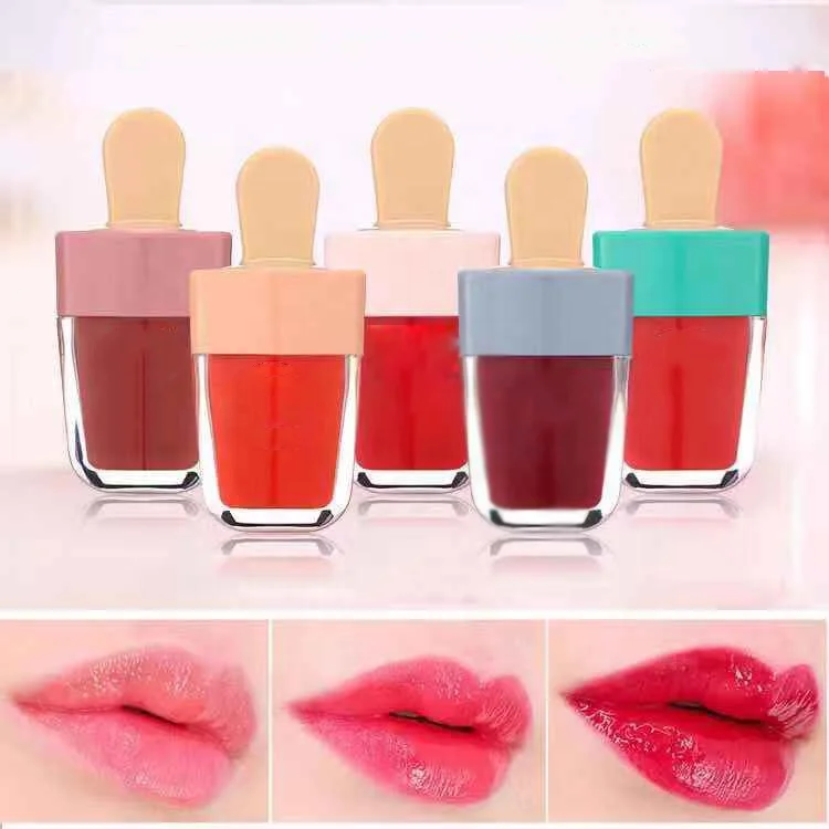 
2019 custom private label vegan matte liquid lipstick long lasting lipgloss with ice cream packaging tubes 