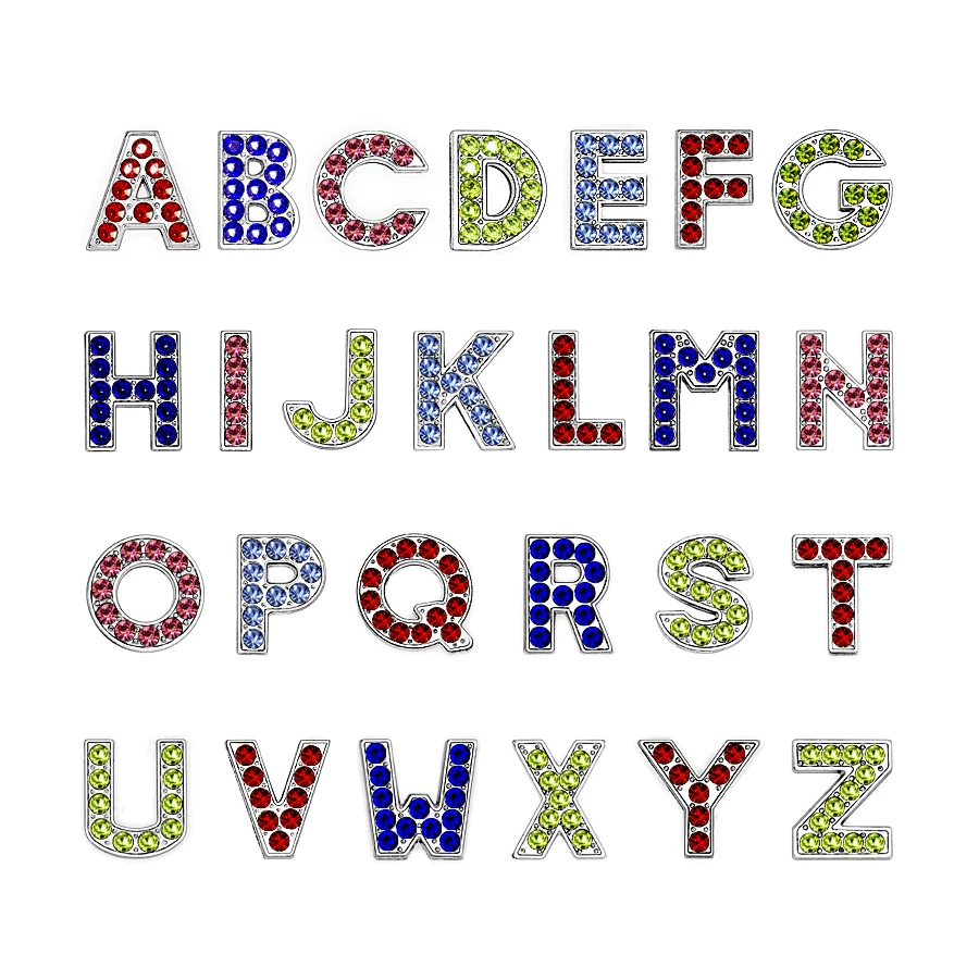 DIY accessory 10mm Rhinestone Slide Letters Alphabet Slide Charms Numbers 5 Options Can Choose