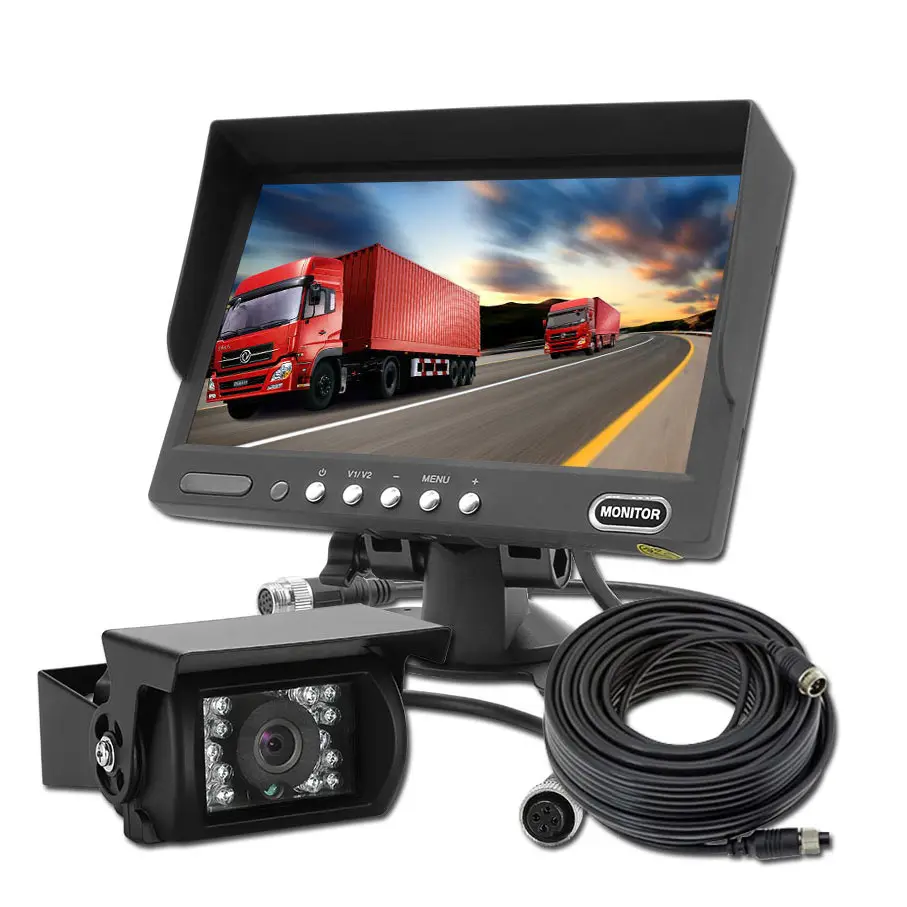 Epark car monitor 24 Volt Semi-Trailer Truck Monitor Car Backup camera 1080P 7 inch rearview system LCD Reversing System Kit