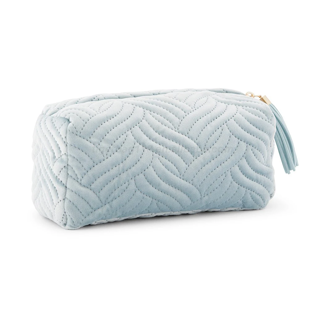 HZB-15 Custom Cosmetic Bag Small Personalized Velvet Quilted Makeup Bag for Women with a Tassel Pull