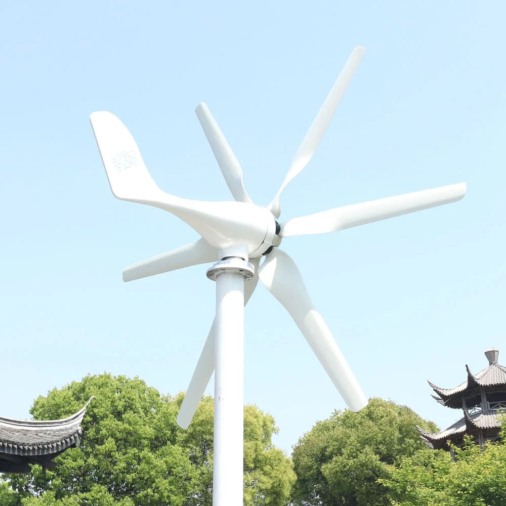 China Factory 800w 12v 24v 48v Portable Wind Turbines For Home Use Small Wind Generators Household 6 Nylon Fiber Blades