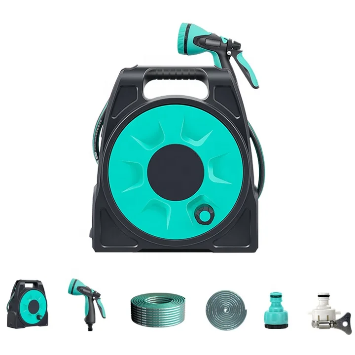 25m Durable Hose Reel Cart Set Garden Watering Equipment with Water Sprayer Gun for Yard Lawn
