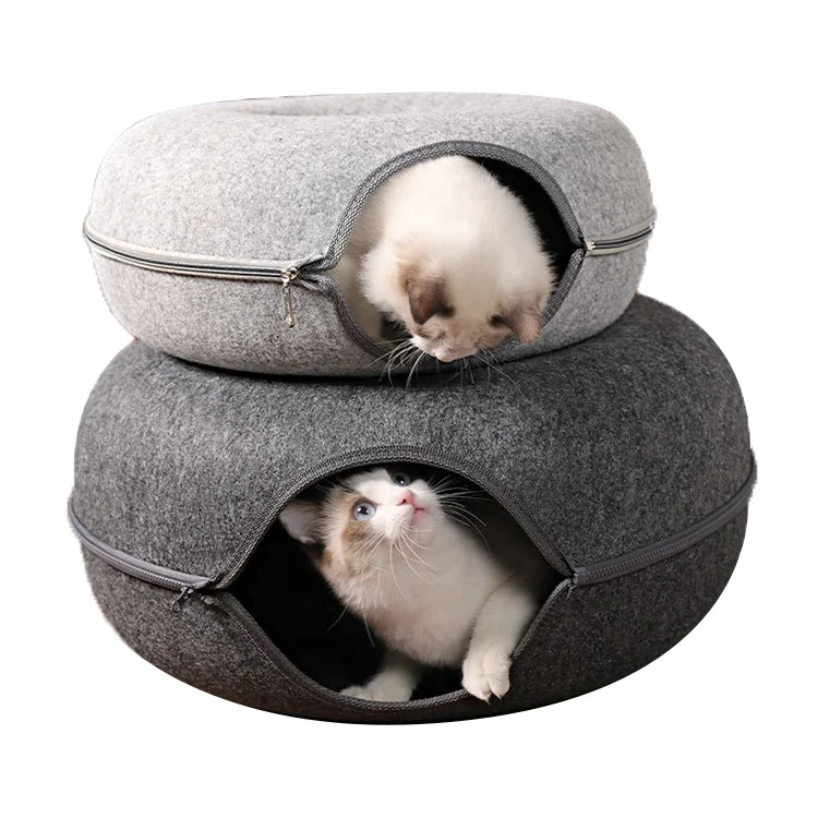 BunnyHi MSD002 Cat Nest Home Tunnel High Quality Customize Different Size And Logo Donut Felt Toy Cat Bed House