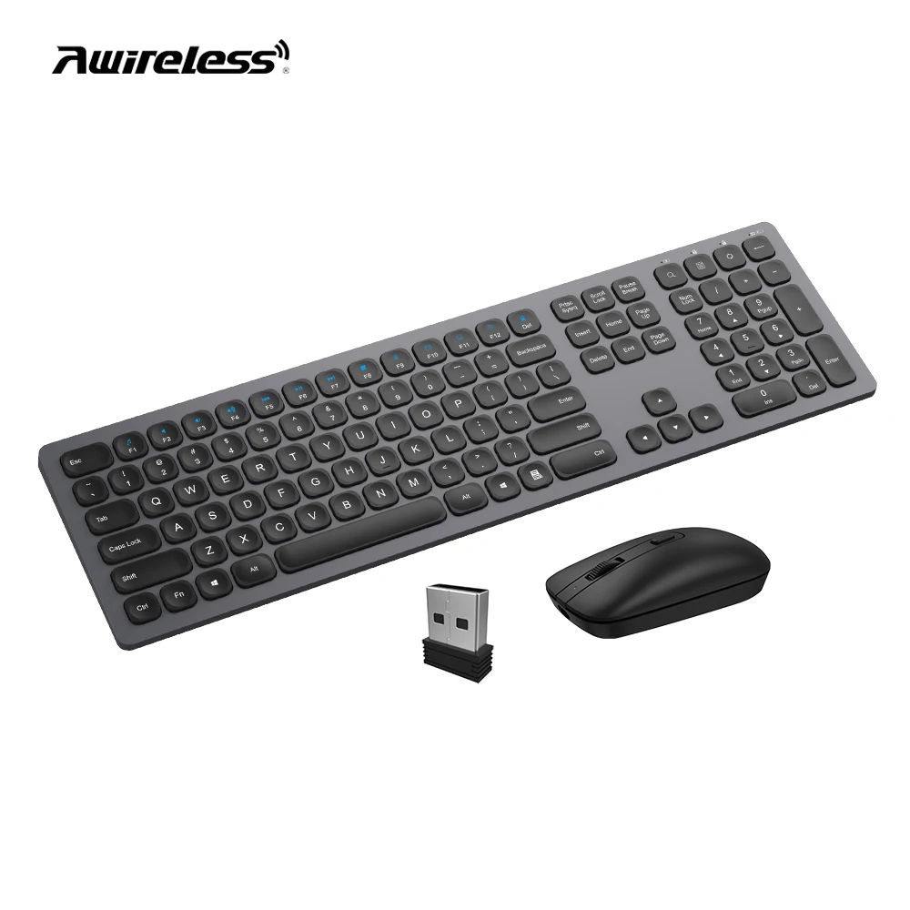 Oem uk professional simple 2.4G rechargeable wireless keyboard and mouse combo ergonomic wireless office keyboard and mouse set