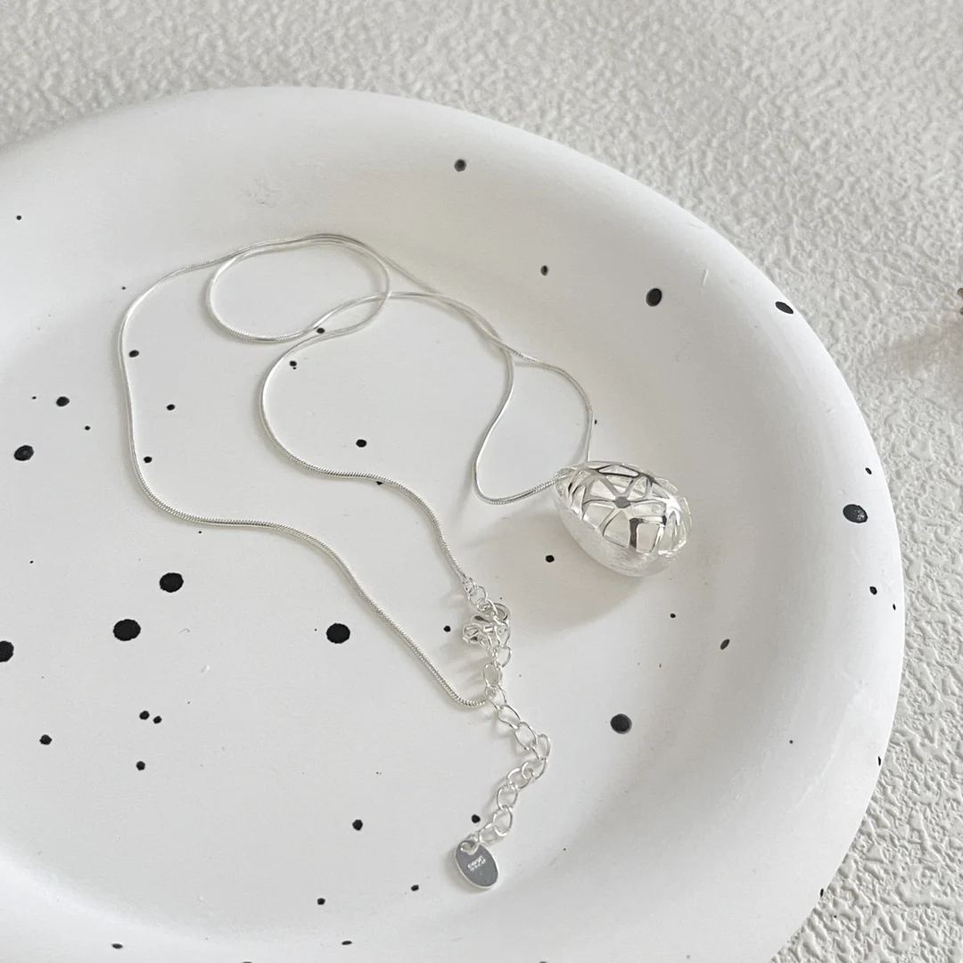 S925 Sterling Silver Fashion Classic Zircon Simple Pigeon Egg Drawing Necklace Factory Jewelry Wholesale