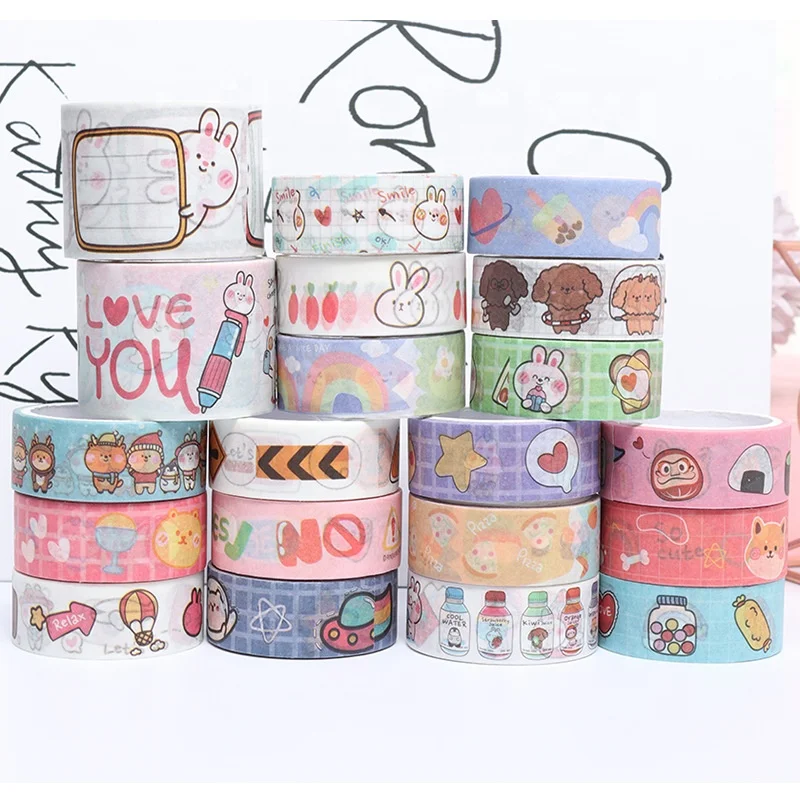 Custom Design Personalized Cute Logo Stickers Adhesive Sticker Roll Decorative Waterproof Vinyl Washi Tape Roll