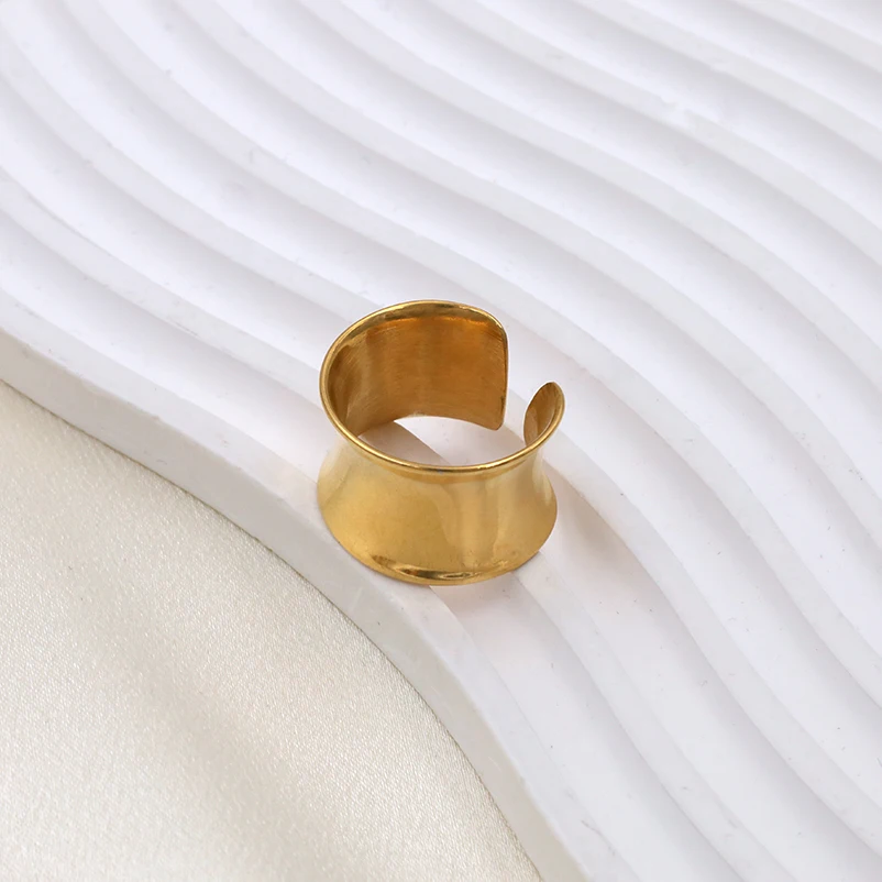 2024 Fashion Jewelry Personality Stainless Steel 14k 18k Gold Waterproof Adjustable Open Rings for Women Men Gift Jewelry