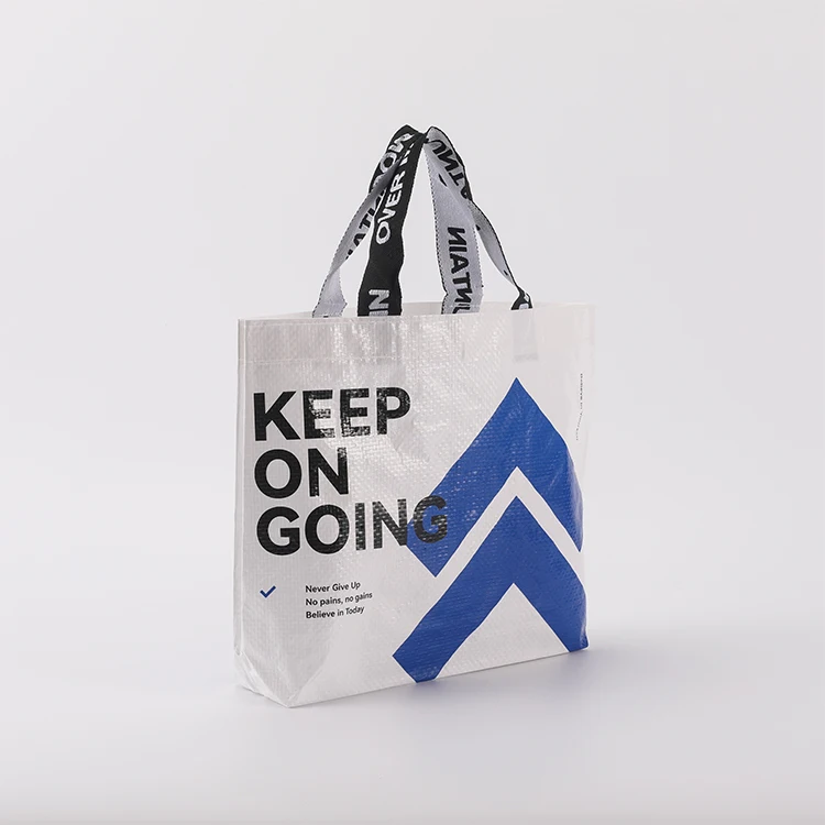 Custom reusable grocery eco friendly RPET non woven handled shopping PP woven bag