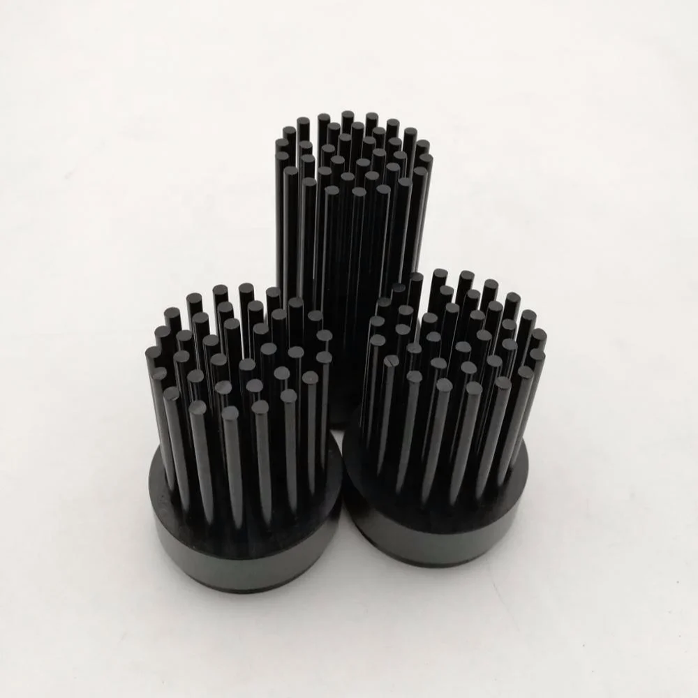 Low power whole sale black anodized aluminium profies round pin fin heatsink for 10w 50w cob led aluminum cold forged heat sink