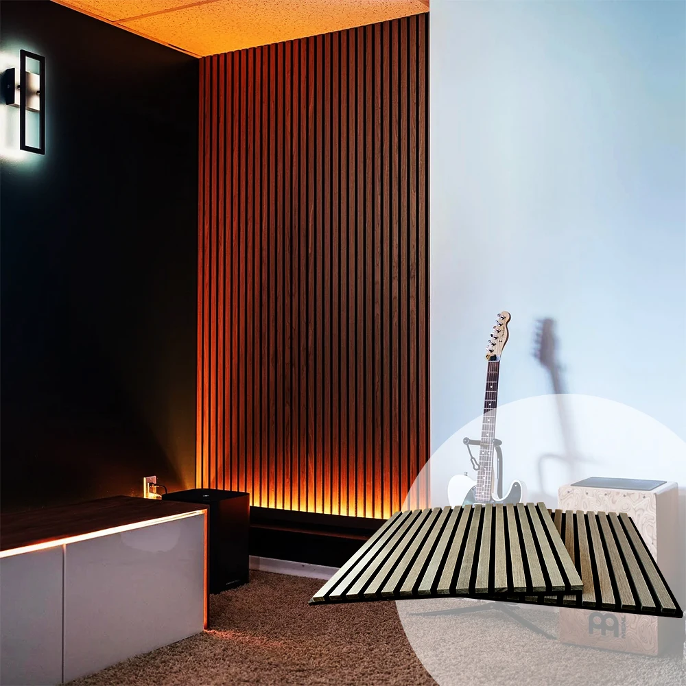 3d Decorative Light Polyester Fiber Wooden Slats Acoustic Panels Mdf Veneer Modern Acoustic Panel