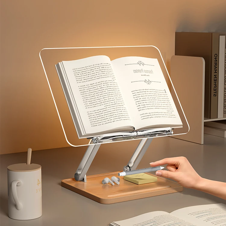 Multi-purpose book holder reading stand adjustable acrylic tablet laptop book stand for reading
