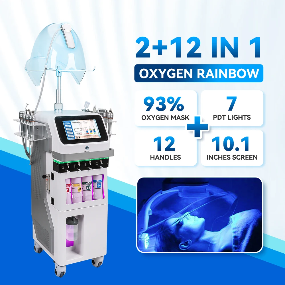 2+12 in 1 PDT&O2 mask hydra beauty facial machine skin Beauty Salon Equipment hydro oxyjen jet facial machine spa beauty device