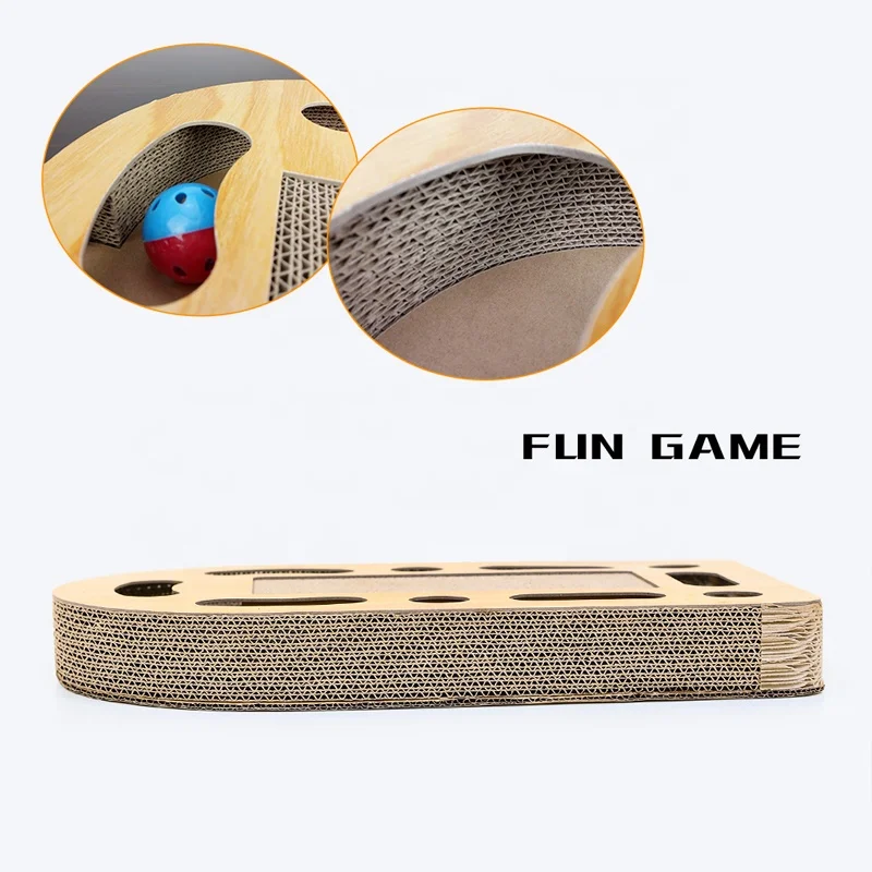 oem pet scratching toy bc flute corrugated cardboard paper cat scratchers with catnip and playing ball