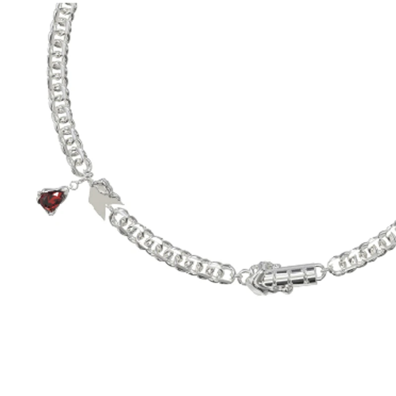 Necklace Ruby 18k White Gold  2021 New Trendy Symbol   Interlocking Elements Stitching Clavicle Necklace