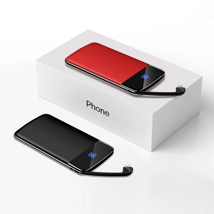 Portable LED Screen Mirror Face Ultra thin Type C Import USB Fast Charge Wallet Power Bank Mini Pocket Power Bank