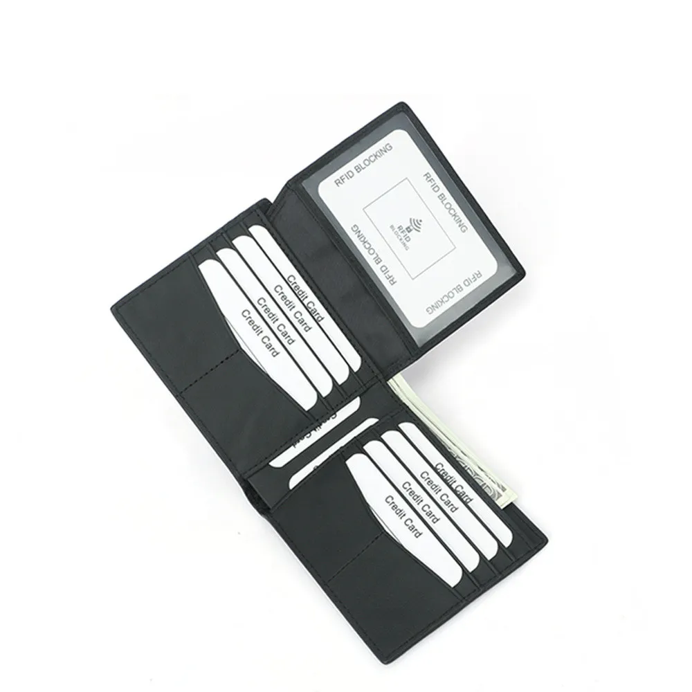 Wholesale high-capacity rfid blocking card wallet 12 card slots carbon fiber genuine leather short man leather wallet