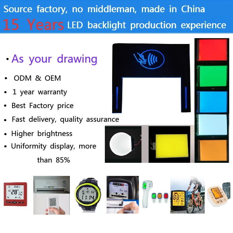 Segment LCD Screen Printing LED Backlight for sign board for Blood Pressure Meter