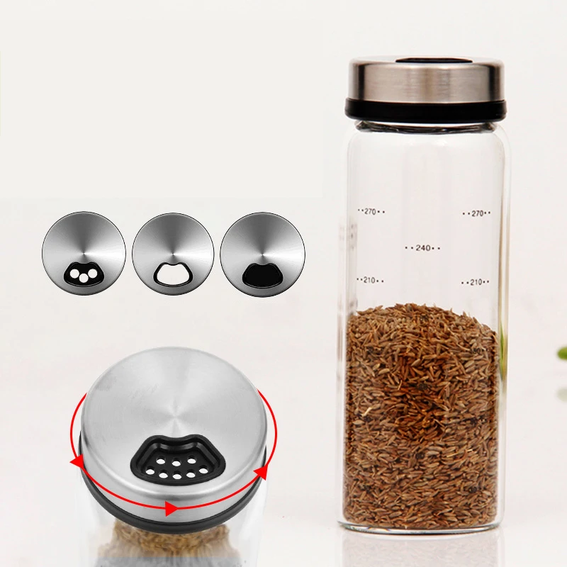 Spice caster in glass material pepper shaker and salt shaker