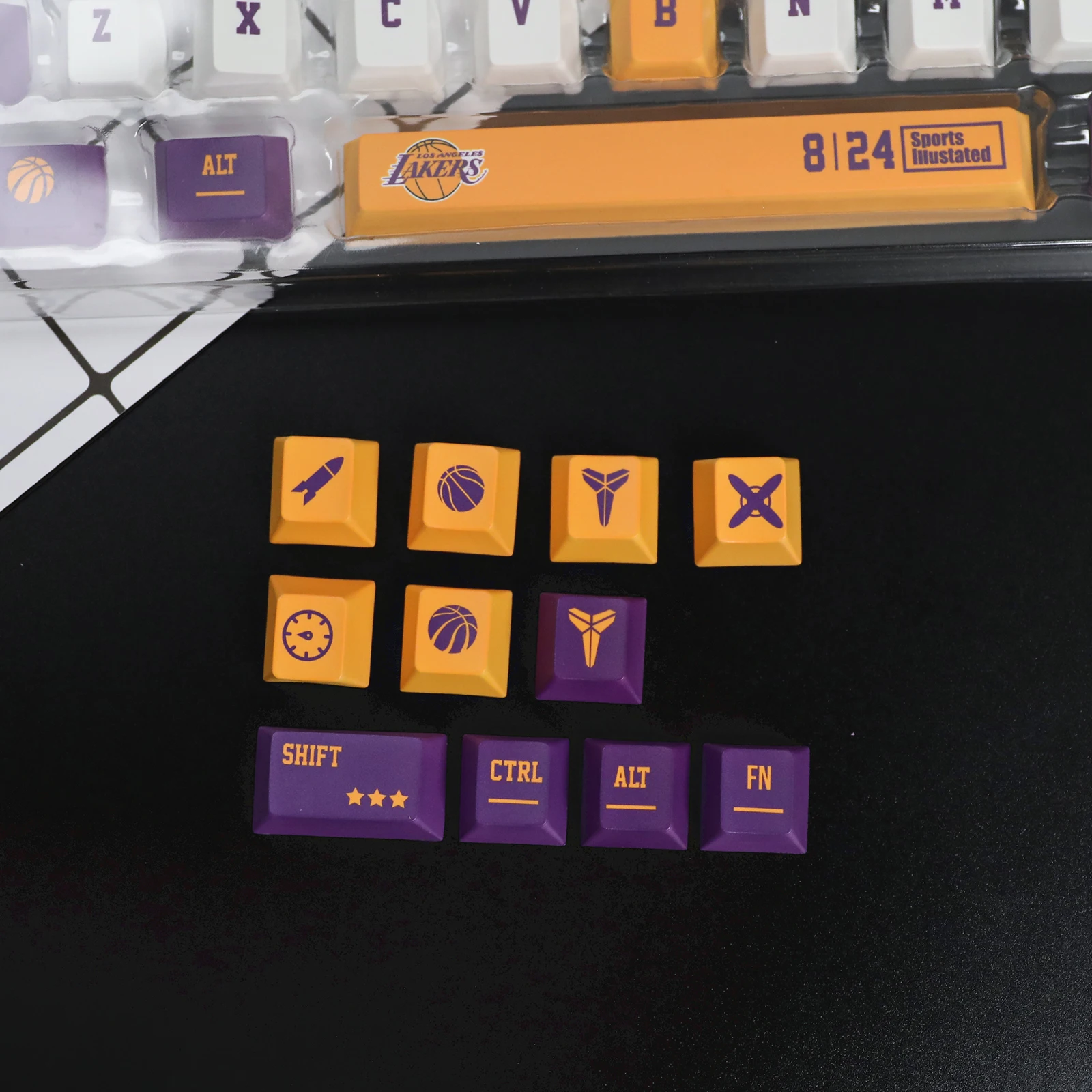 HZGAMER 115keys Purple Gold PBT Keycap CHERRY OEM Profile Customized Keycap Dye Sublimation Keycaps