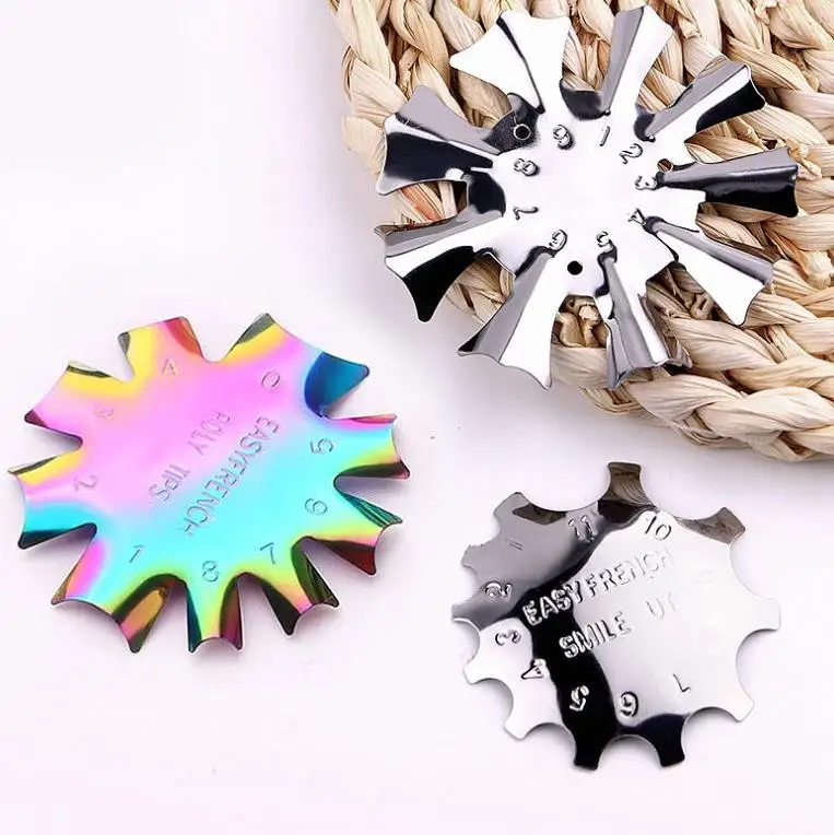 New Design Stainless Steel French Cutter Smile Nail Manicure Model Silver Template For Nail Tool