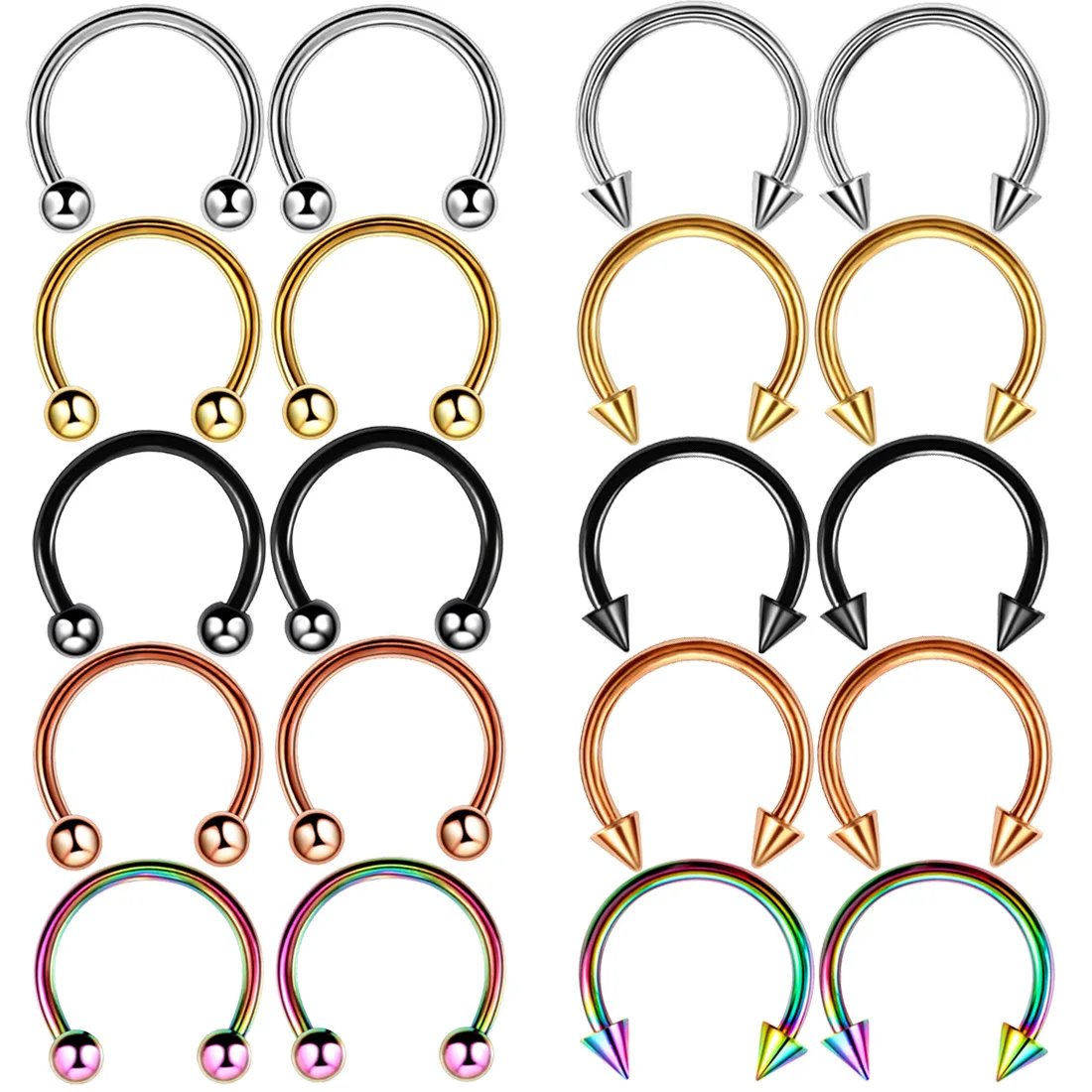 Wholesale Horseshoe Stud Earrings Jewelry Gold Plated 316 Stainless Steel Perforation Nose Rings For Men Women