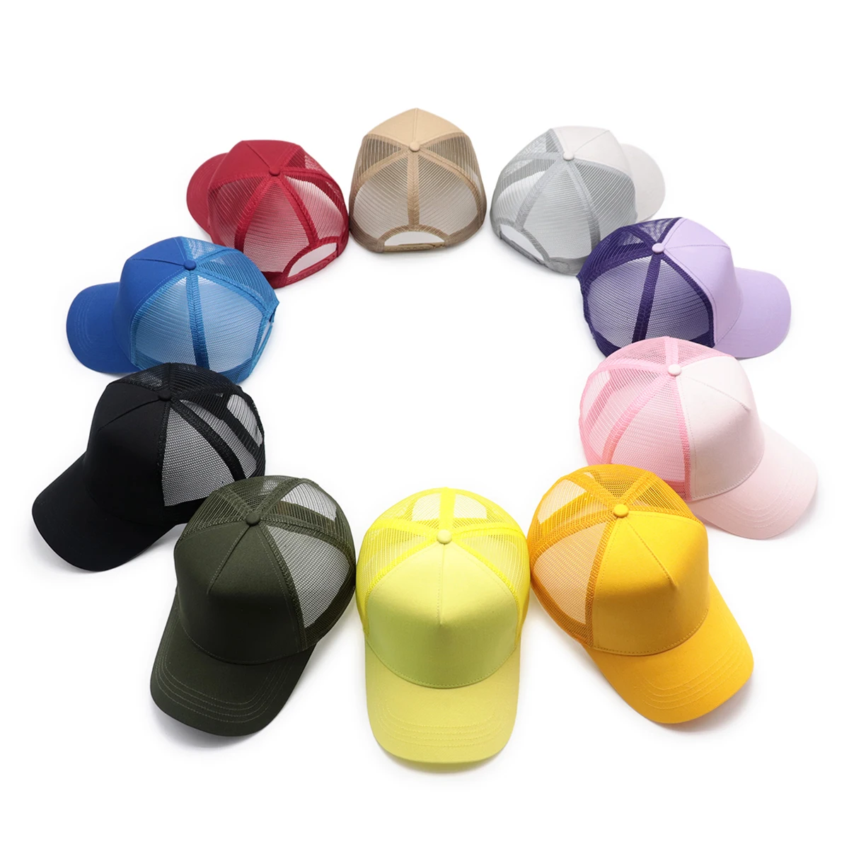 Accept Custom Logo High Quality Mesh 5 Panel Plain Trucker Cap Blank Trucker Hat