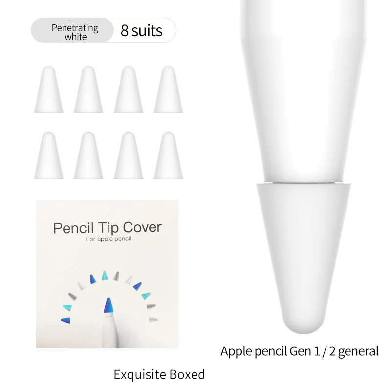 Pencil Tips fits for Apple 1&2nd iPad Pro, No Wear Out Fine Point Precise Control for Apple Noiseless Friction Nib