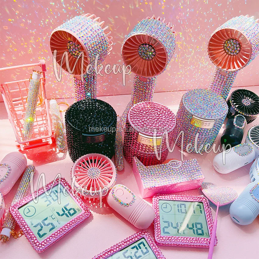 Handheld UBS Portable Fan Summer Rechargeable Battery Mini DIY Diamond Fans For Lash Dryer