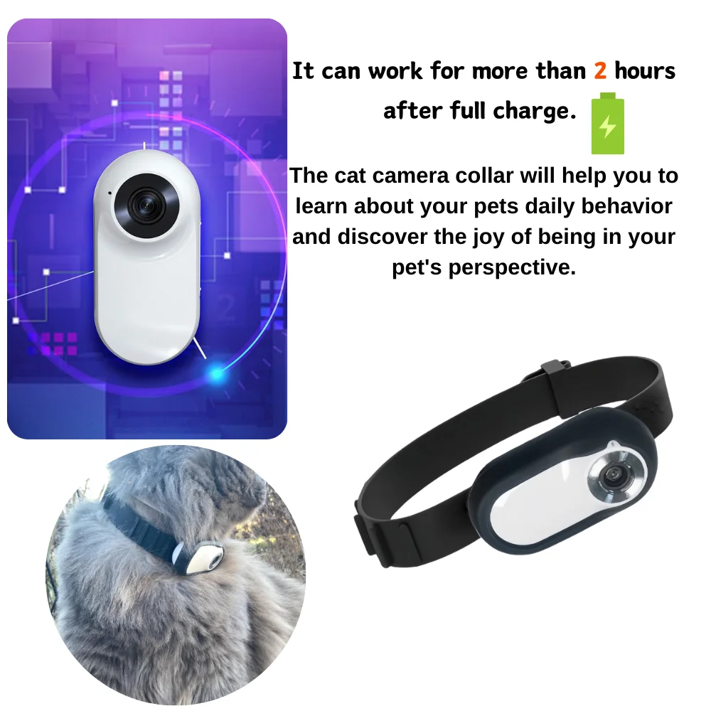 170° Wide Angle Lens Mini Sports Records 1080P Outdoor Pet Camera Collar For Cat Dog Tracker