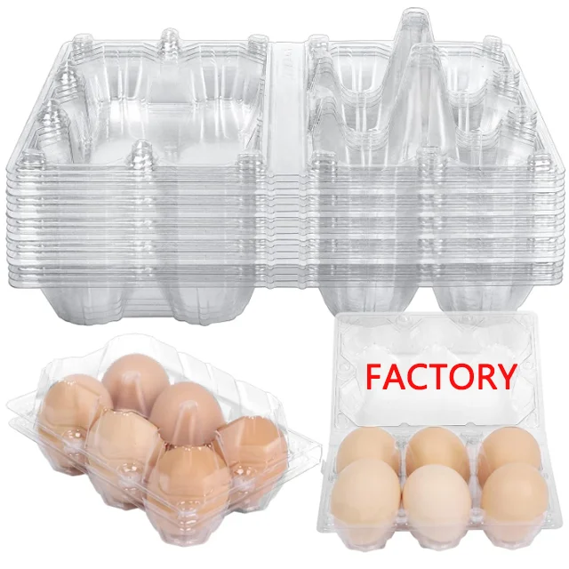6 Holes Transparent Plastic Egg Box Cheap Transparent Plastic Egg Trays Egg Box For Supermarket