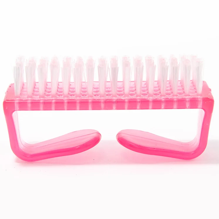 Hot Sale Pink Cleansing Pedicure Manicure Cleaning Cleaner Fingernail Nails Dust Brushes Handle Grip Nail Brush